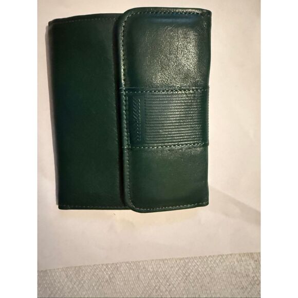 Rolfs Unisex Leather Flap Coin Pocket Tri-fold Card Holder Wallet Green OS NWOT - Picture 4 of 7